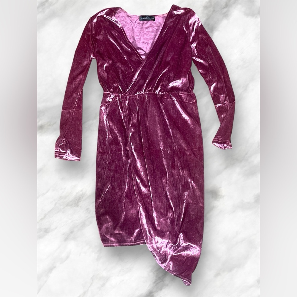 Your Gallery Rose Velvet Bodycon Wrap Dress